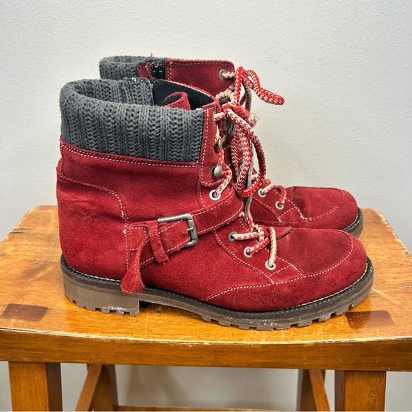 Bos. & Co. Colony Red Suede Cuff Boots Lace Up Womens 41 10 Hiking Outdoor Gorp - Picture 5 of 14